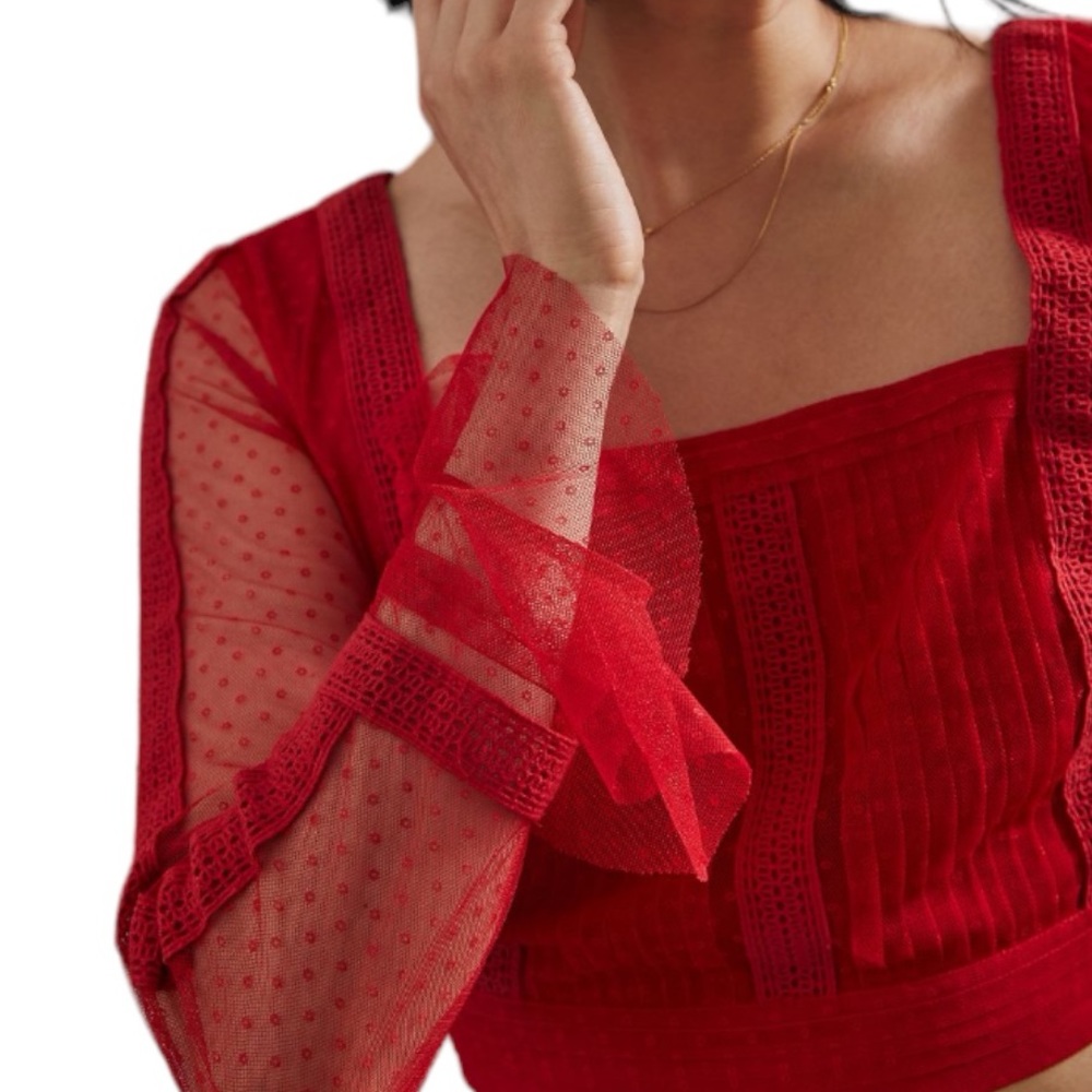 Anthropologie Dotted Tulle top NWT
